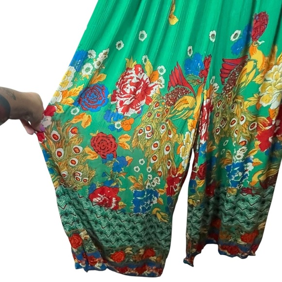 Free People Bali Birds of Paradise Floral Flowy Strapless Wide Leg Jumpsuit SZ S - Picture 7 of 15